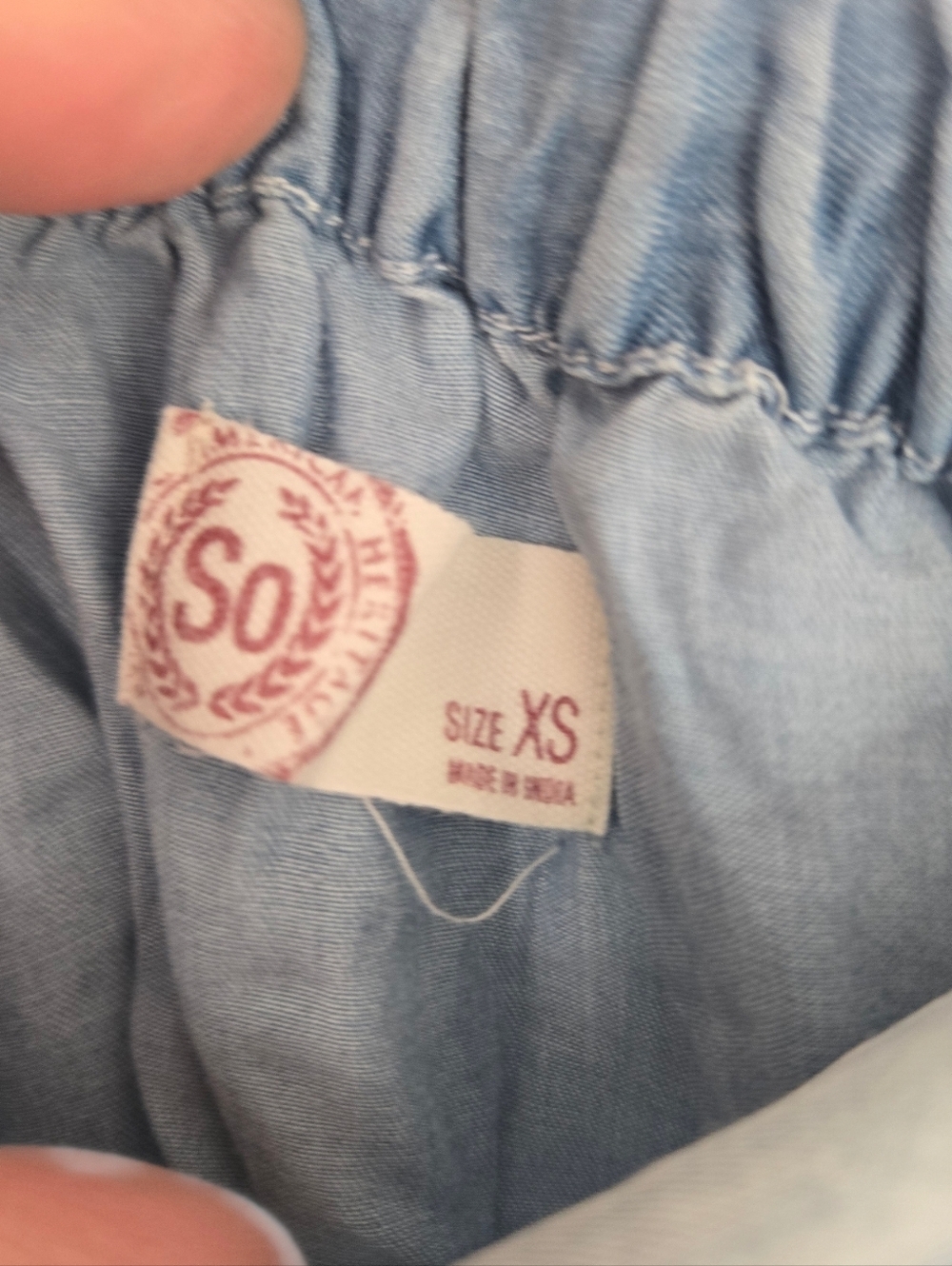 💙 SO Chambray Off Shoulder Tie Sleeve Dress XS💙 - Picture 3 of 5